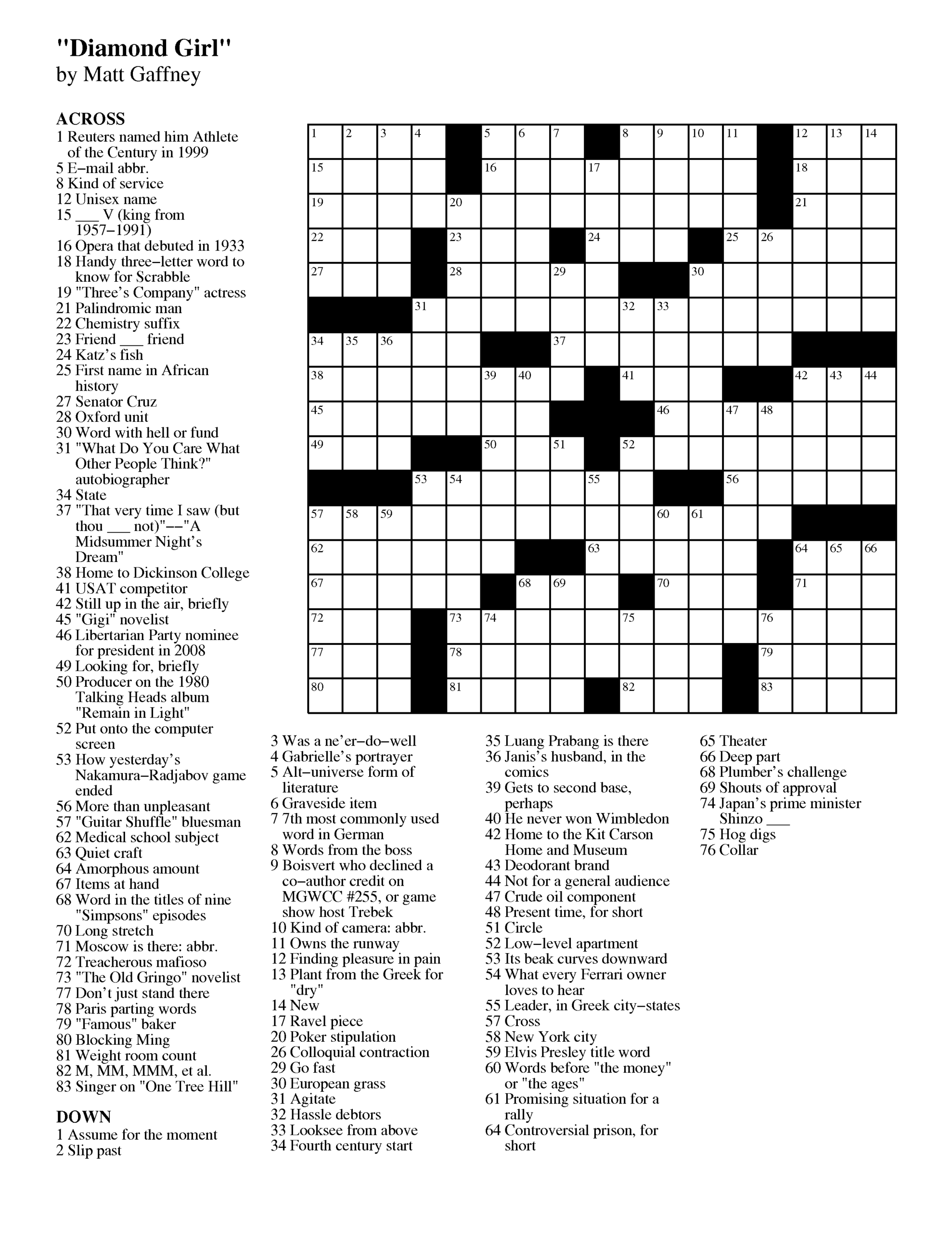 Free Easy Crossword Puzzles Printable