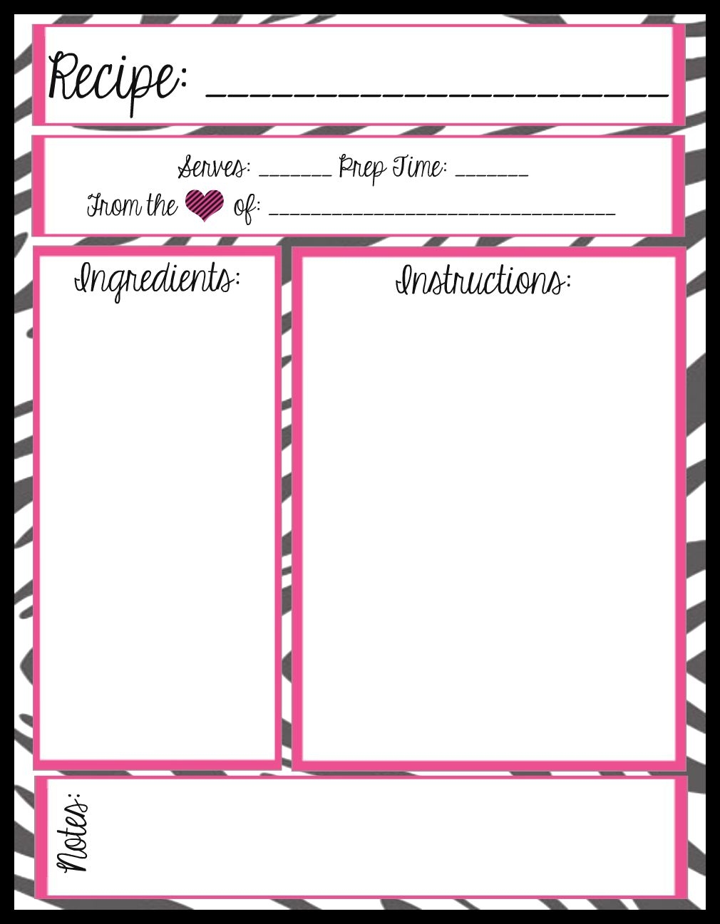 Free Full Page Recipe Template
