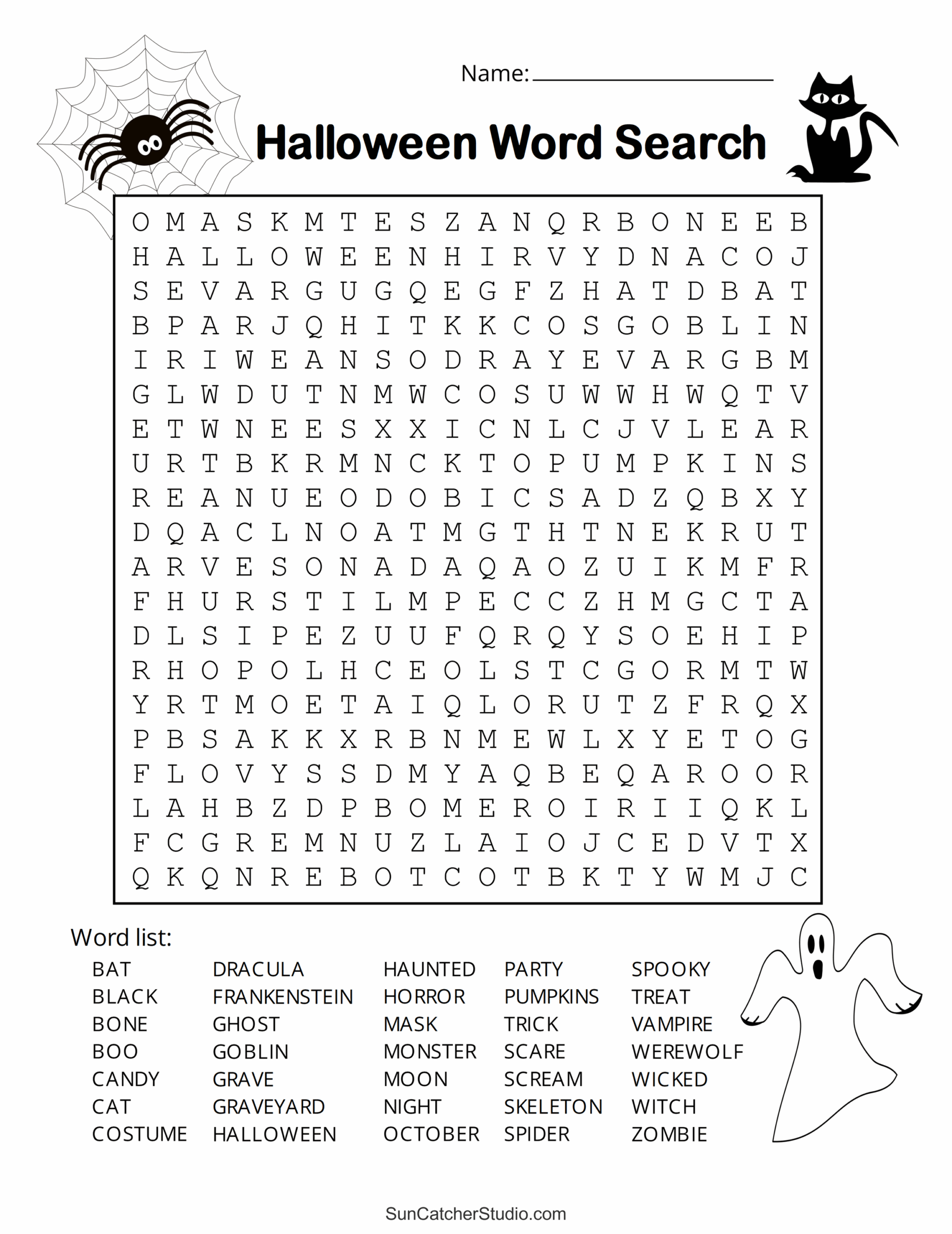 Free Halloween Word Searches Printable Word Search Maker