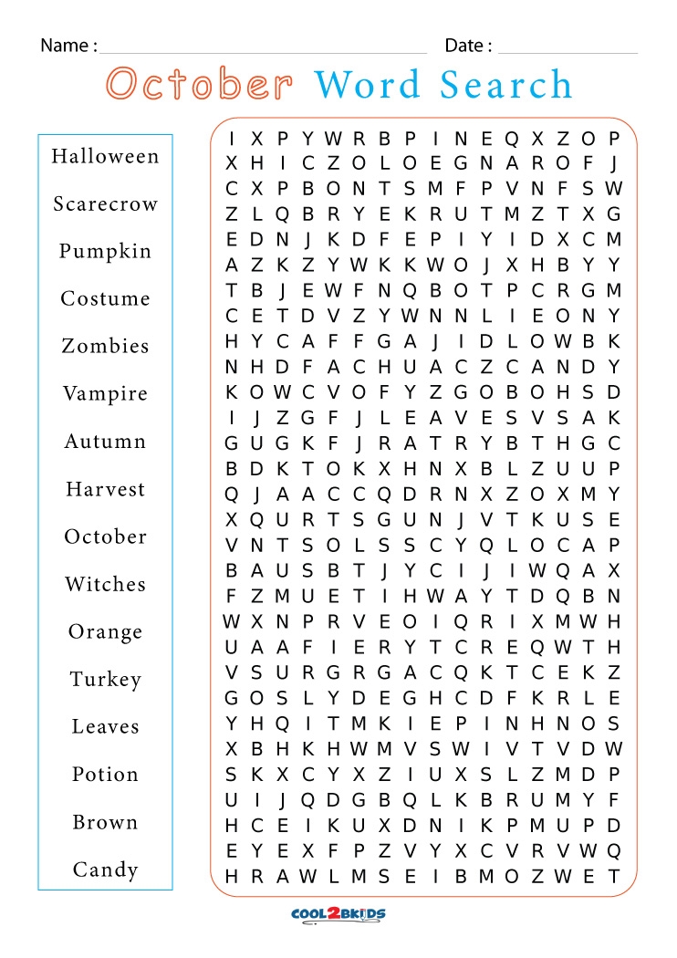 Free October Word Search Printable Word Search Maker Free October Word Search Printable Word Search Maker