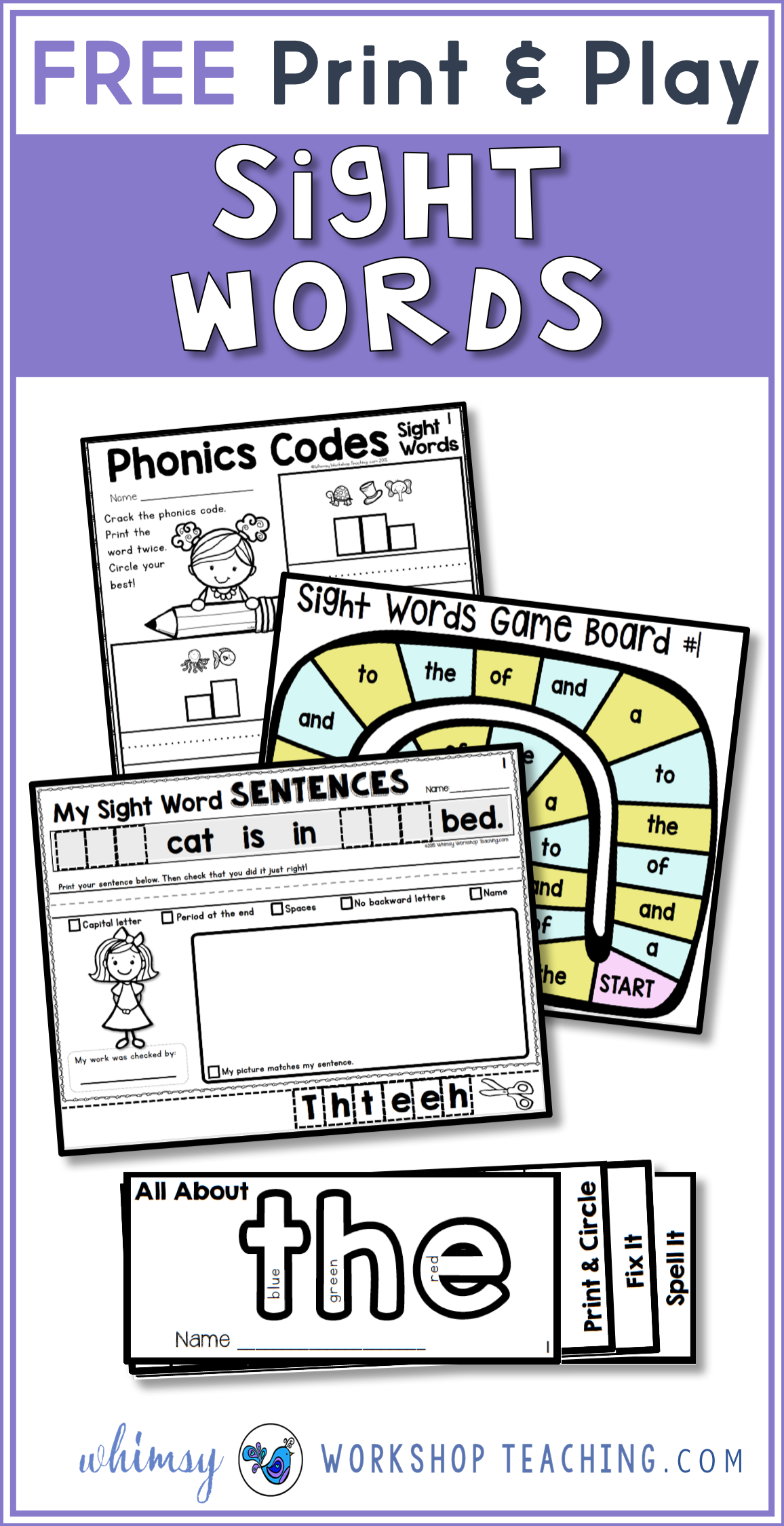 Free Pack Of Print And Play Sight Word Printables Whimsy Workshop  Free Pack Of Print And Play Sight Word Printables Whimsy Workshop