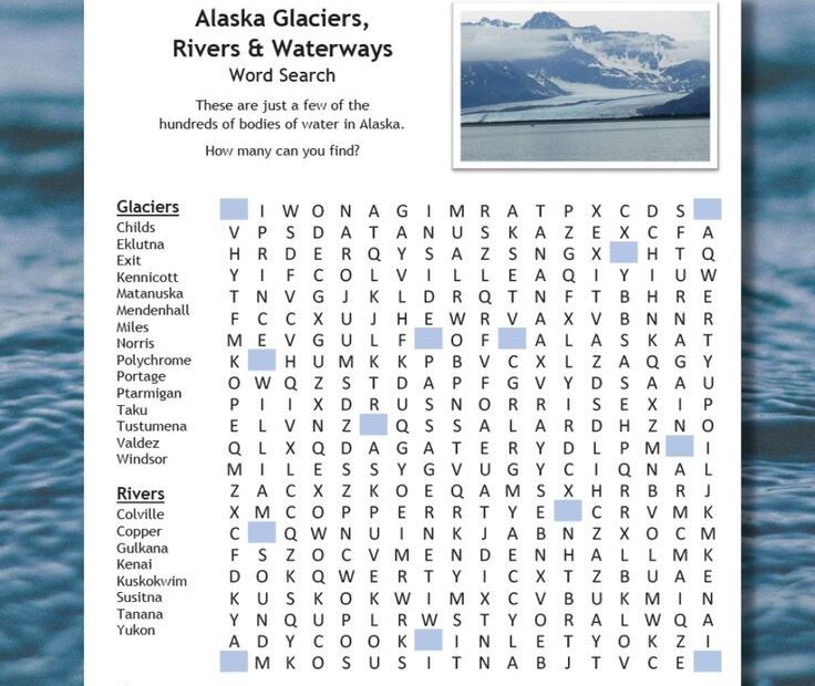 Free Printable Alaska Waterways Word Search Free Activities For Kids