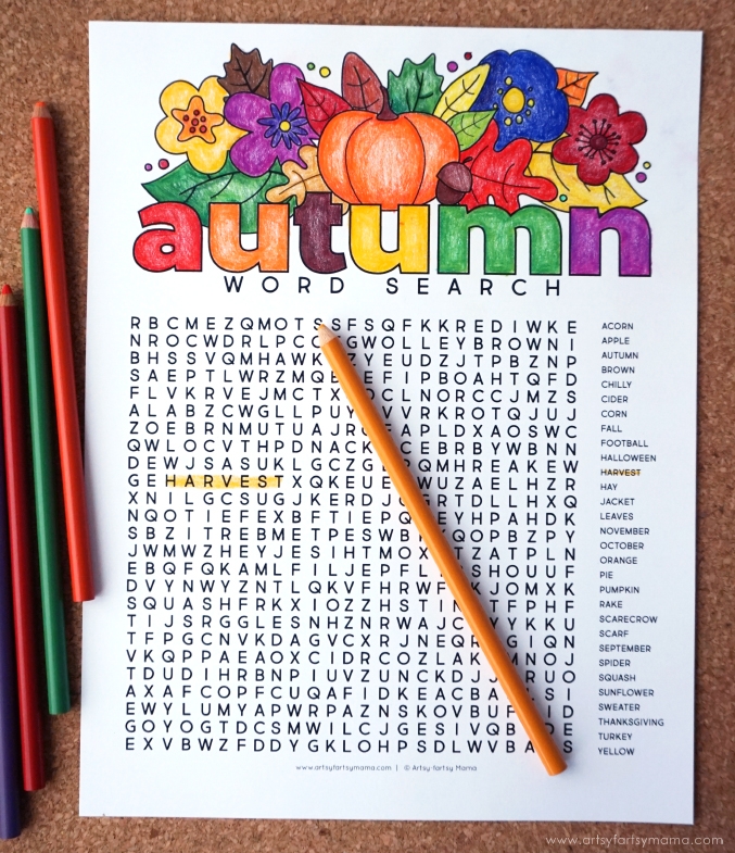 Free Printable Autumn Word Search Coloring Page Artsy fartsy Mama Free Printable Autumn Word Search Coloring Page Artsy fartsy Mama