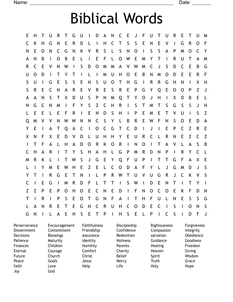 Free Printable Biblical Word Search Puzzles Word Search Maker