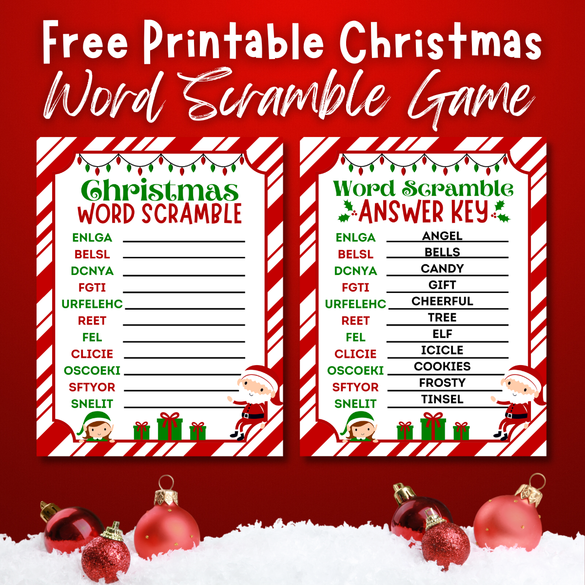 Free Printable Christmas Word Scramble For Kids Prudent Penny Pincher