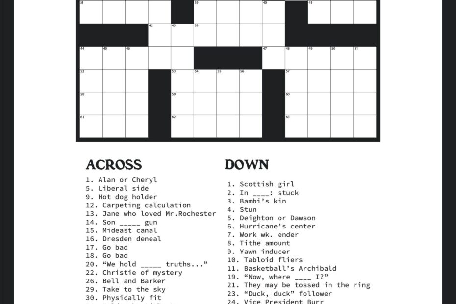 Free Printable Crossword Puzzles Easy Medium Printable JD