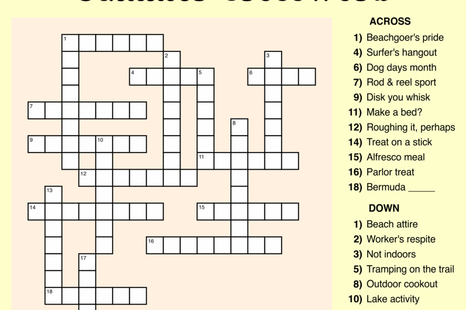 Free Printable Crossword Puzzles Easy Printable Summer Activities