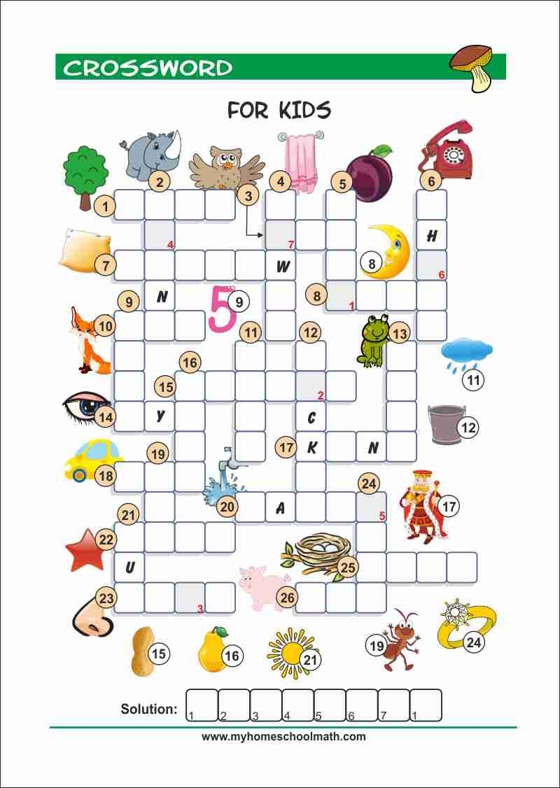 Free Printable Crossword Puzzles For Kids With Pictures Free  Free Printable Crossword Puzzles For Kids With Pictures Free