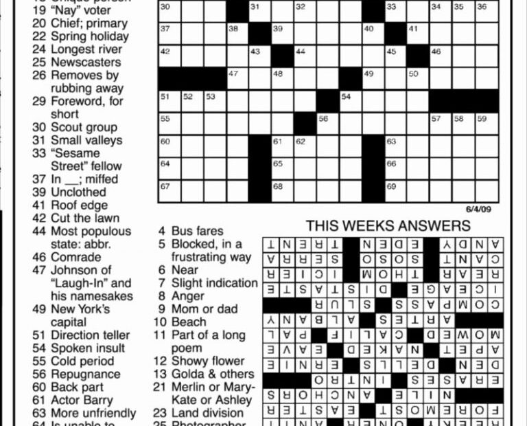 Free Printable Daily Crossword Puzzle Customize And Print