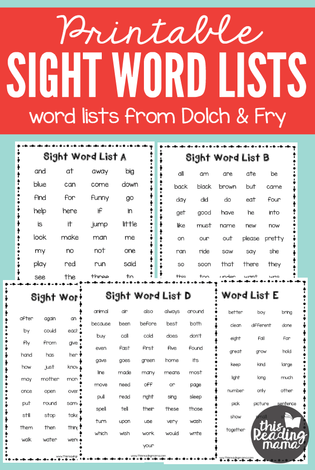 Free Printable Dolch Sight Words Printable And Enjoyable Learning