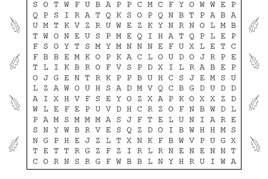 Free Printable Fall Word Search Puzzles Word Search Maker