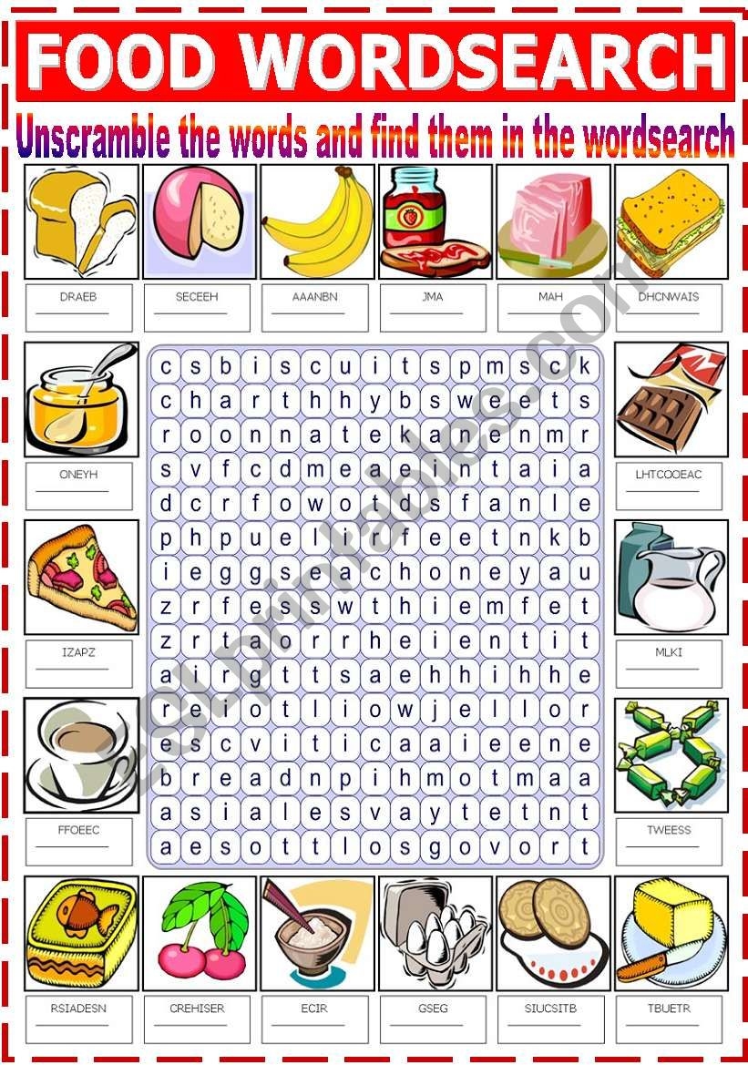 Free Printable Food Word Search Puzzles Word Search Maker