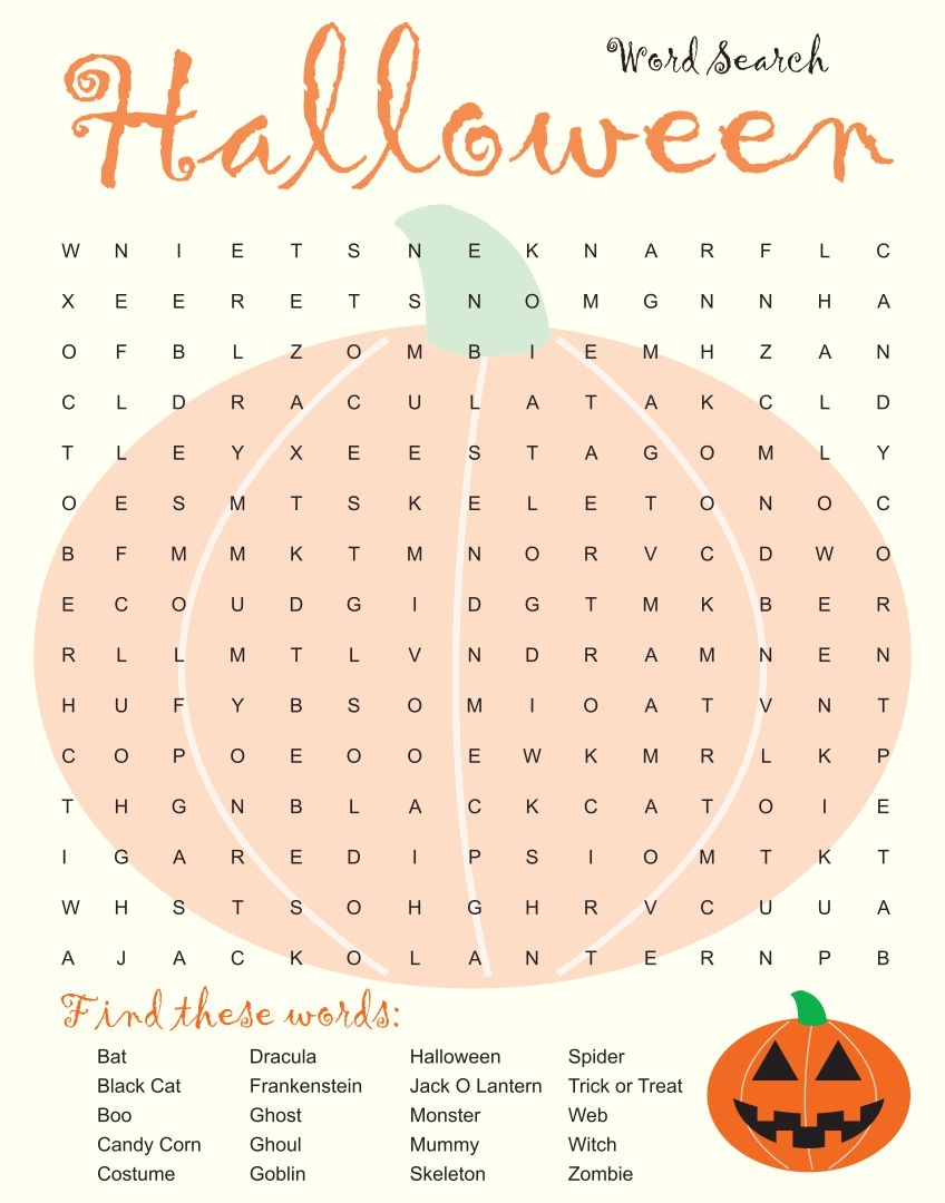 Free Printable Halloween Word Search Puzzles Word Search Maker