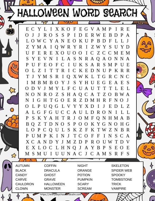 Free Printable Halloween Word Searches
