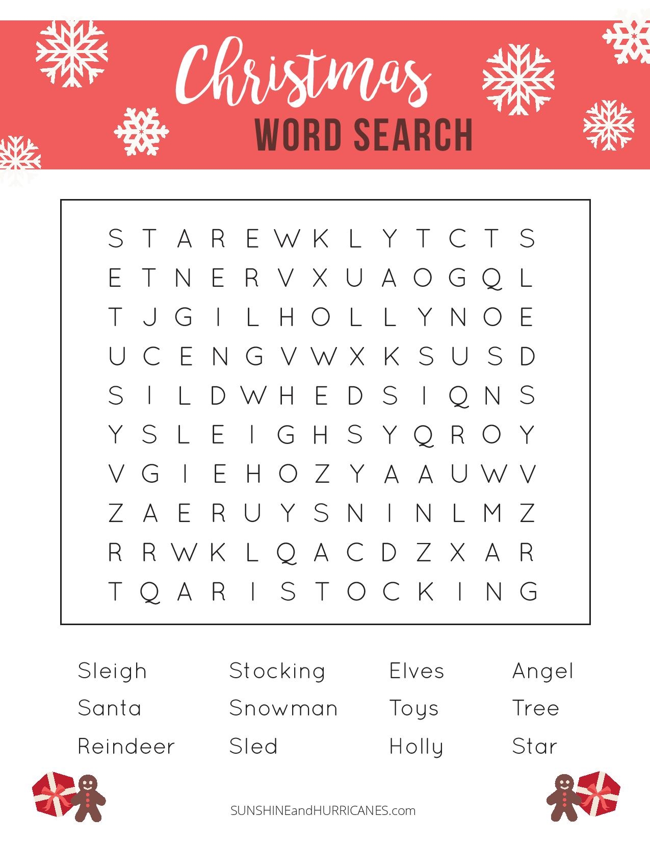 Free Printable Holiday Word Search Puzzles