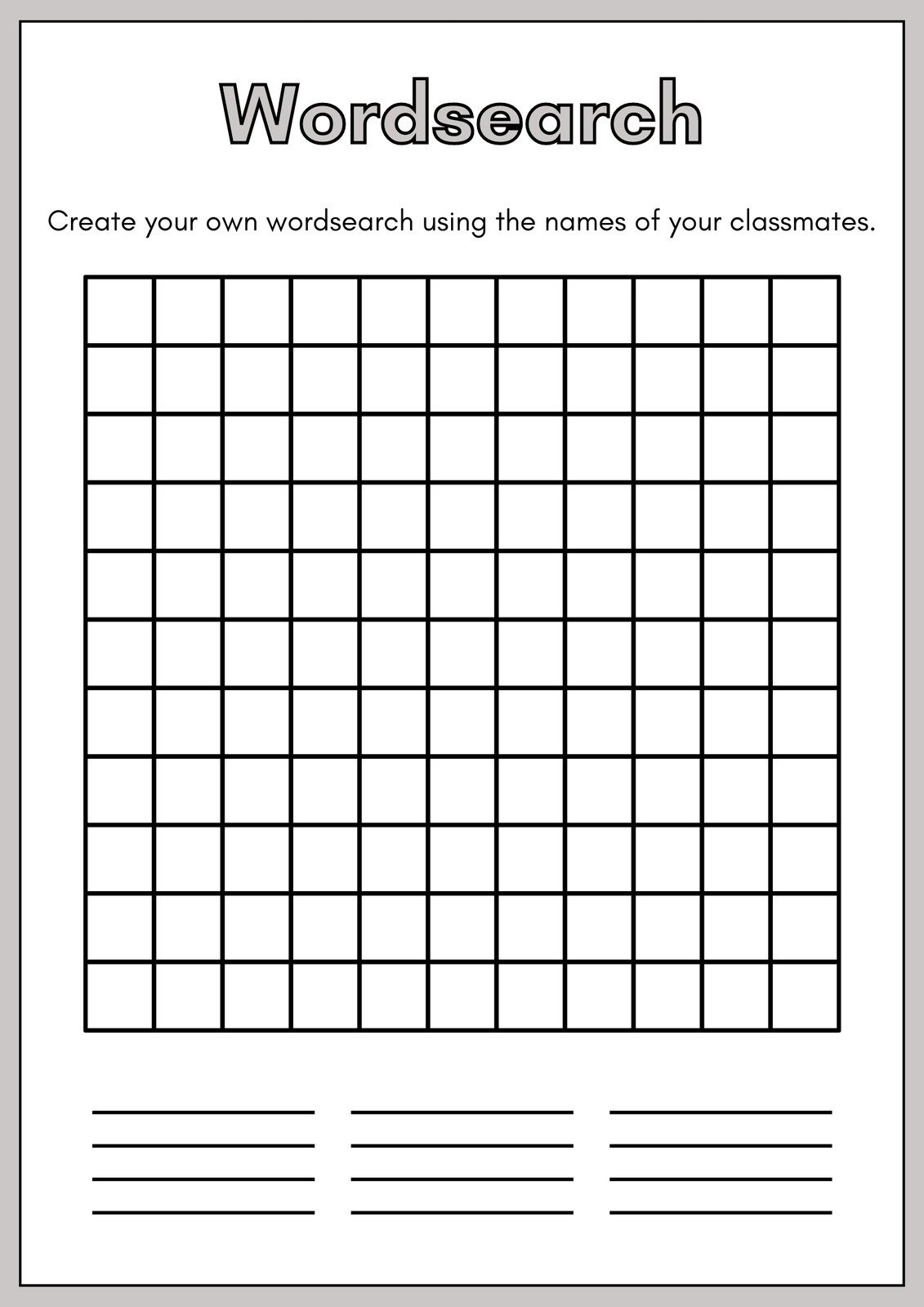 Free Printable Make Your Own Word Search FREE Printable A Z Free Printable Make Your Own Word Search FREE Printable A Z