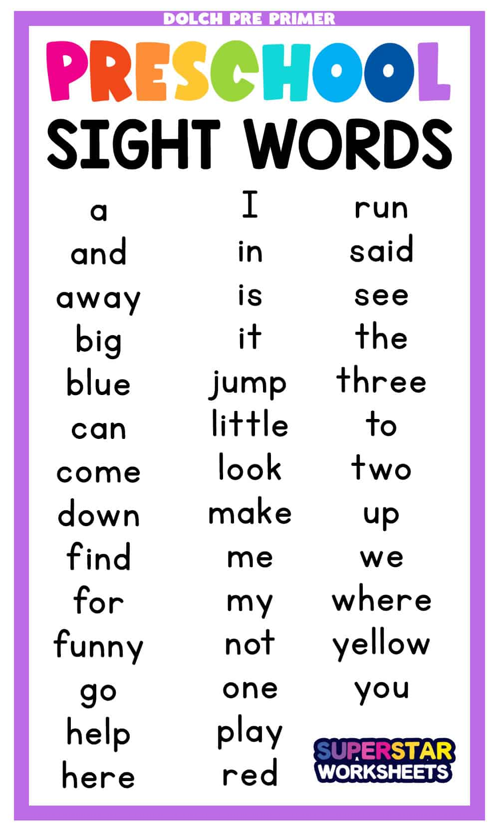 Free Printable Reading Log Sight Words Lists Artofit