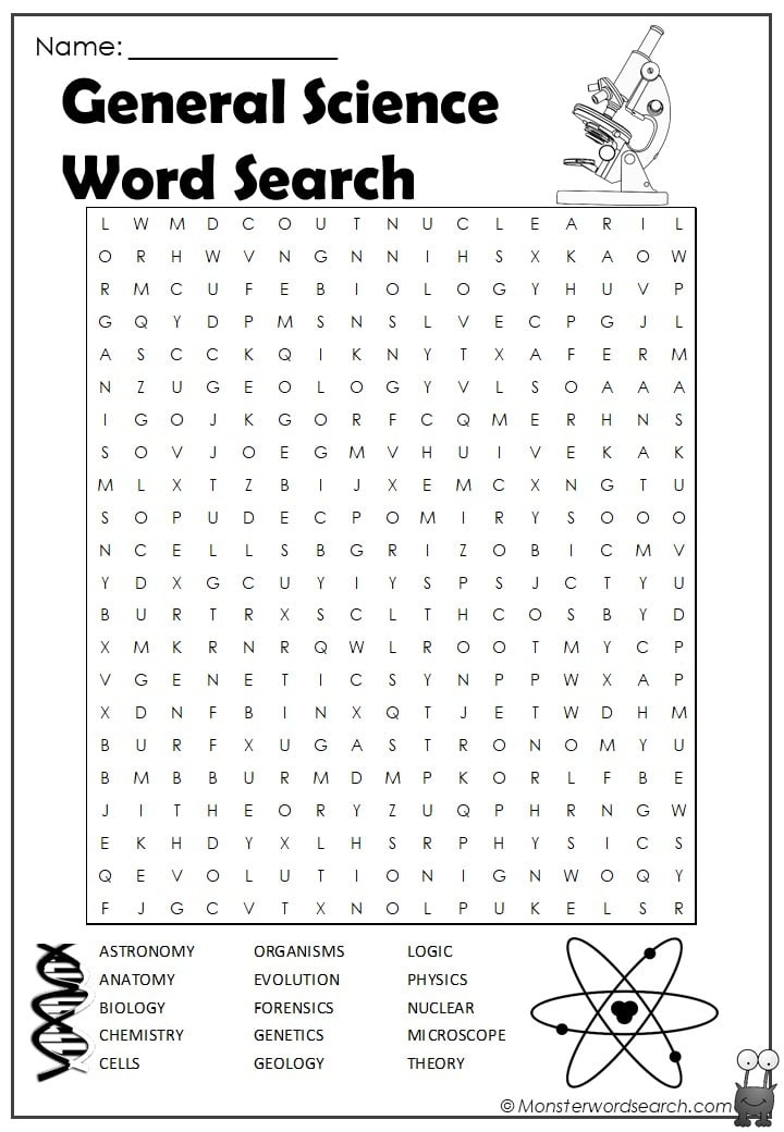 Free Printable Science Word Search Science Words Science Word Search 