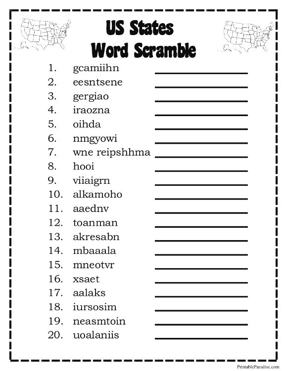 Free Printable Scramble Words Free Printable Scramble Words