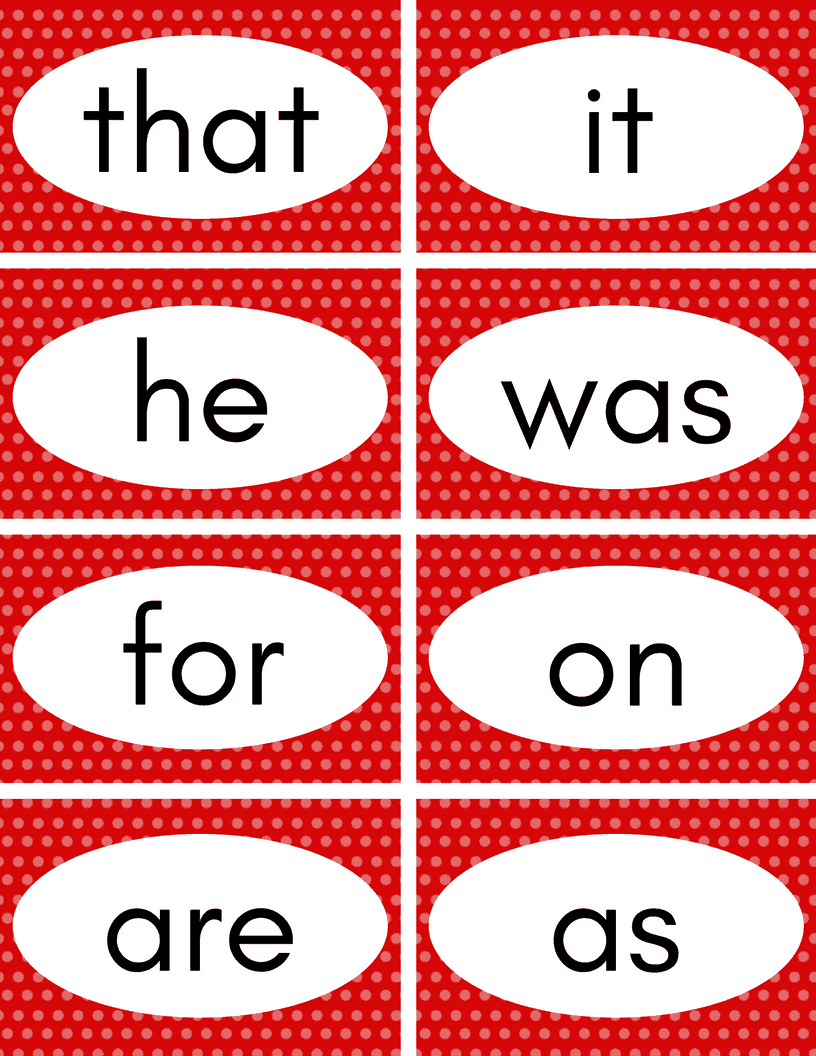 Free Printable Sight Words Flash Cards