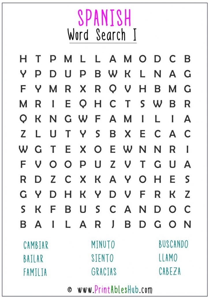 Free Printable Spanish Word Searches Printable Word Searches