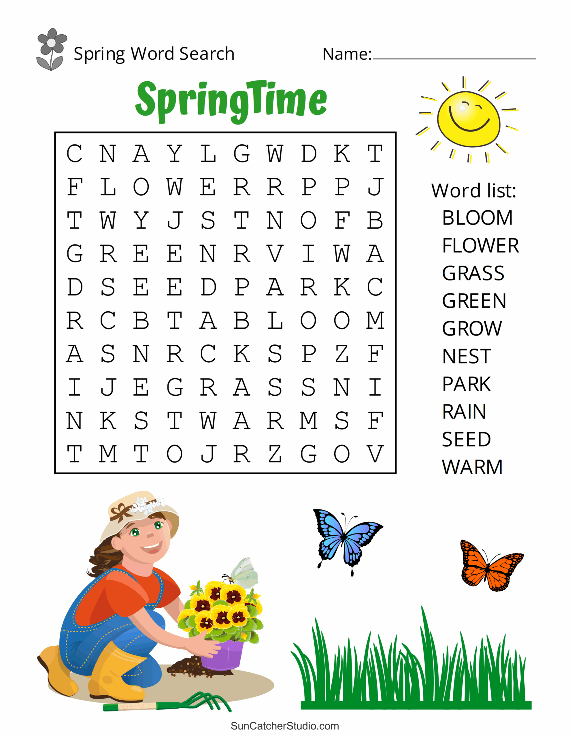 Free Printable Spring Word Search Puzzles Free Printables Monograms 