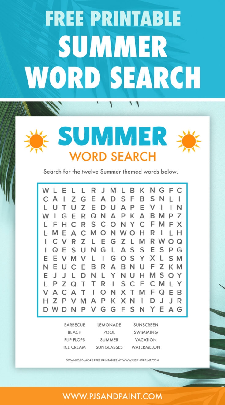 Free Printable Summer Word Search Pjs And Paint Free Printable Summer Word Search Pjs And Paint