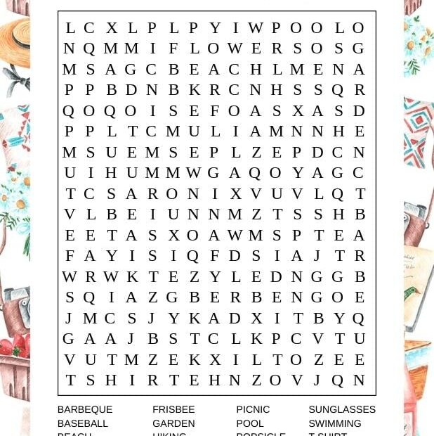 Free Printable Summer Word Searches 58 OFF