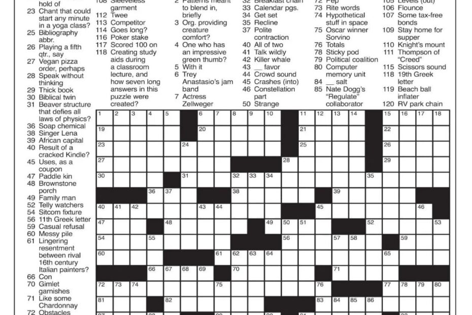 Free Printable Sunday Crossword Puzzles Printable JD