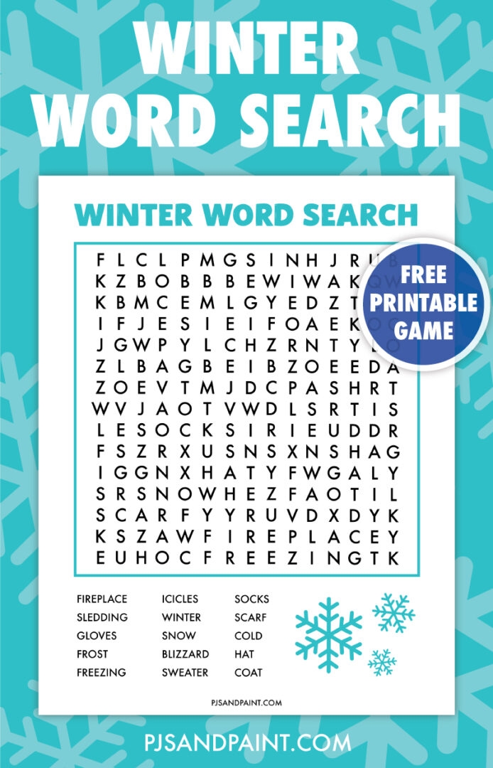 Free Printable Winter Word Search Pjs And Paint