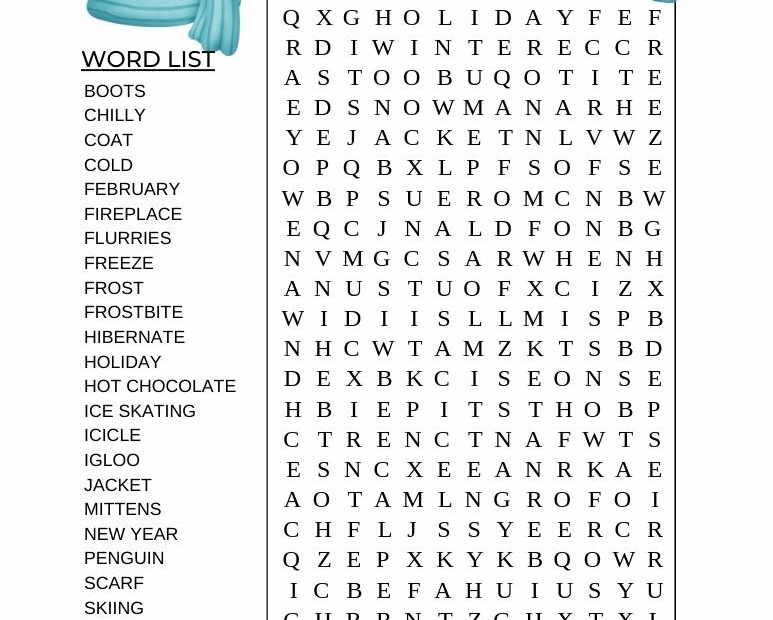 Free Printable Winter Word Searches