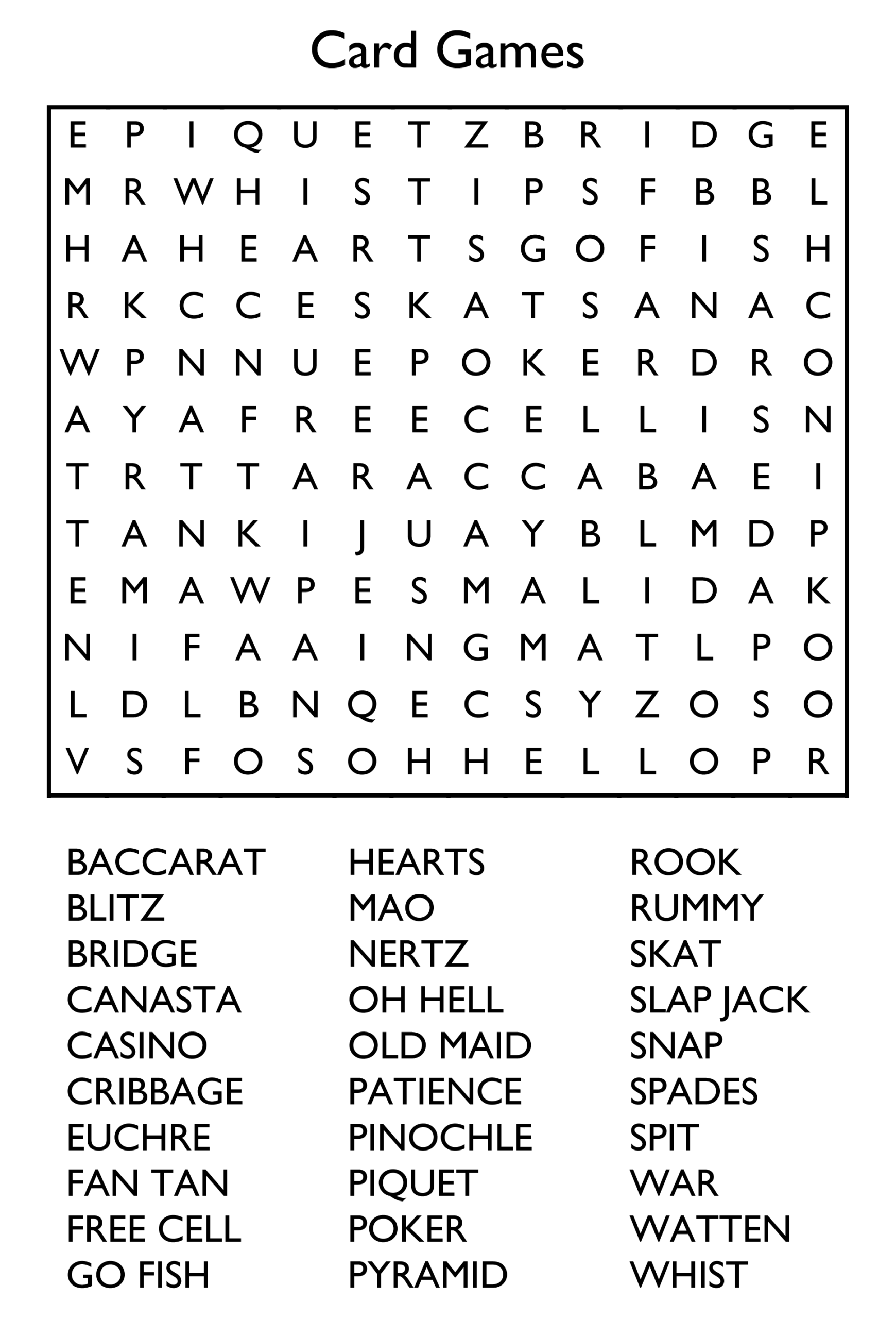 Free Printable Word Search Puzzle