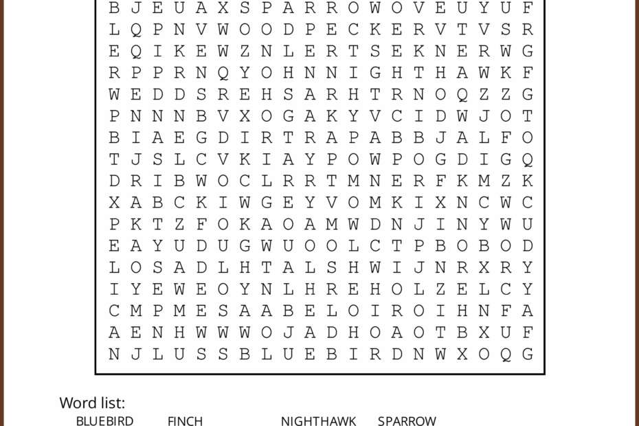 Free Printable Word Search Puzzle