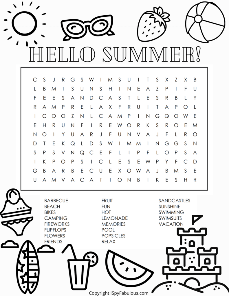 Free Printable Word Searches Summer Word Search Printable Free For  Free Printable Word Searches Summer Word Search Printable Free For