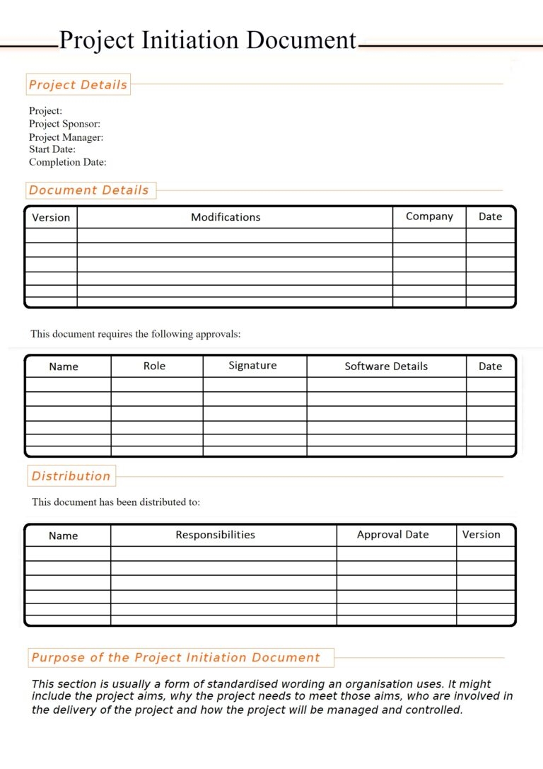 Free Project Initiation Document Template Free Word Excel Templates Free Project Initiation Document Template Free Word Excel Templates