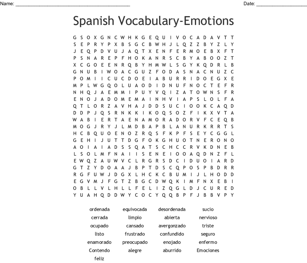 Free Spanish Word Search Printable Word Search Printable Printable 