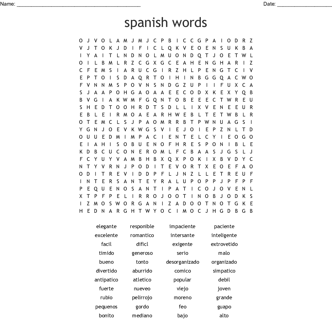 Free Spanish Word Search Printable Word Search Printable Printable 