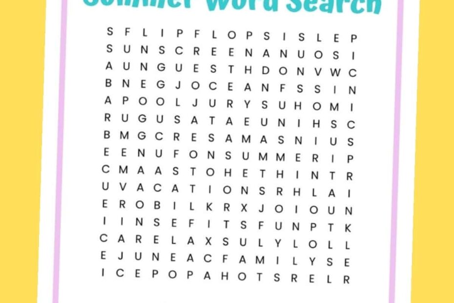 Free Summer Printable Word Search Word Search Maker