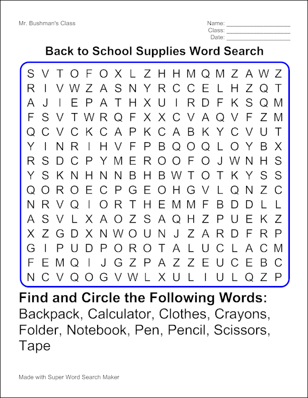 Free Word Search Creator And Printable Word Search Maker