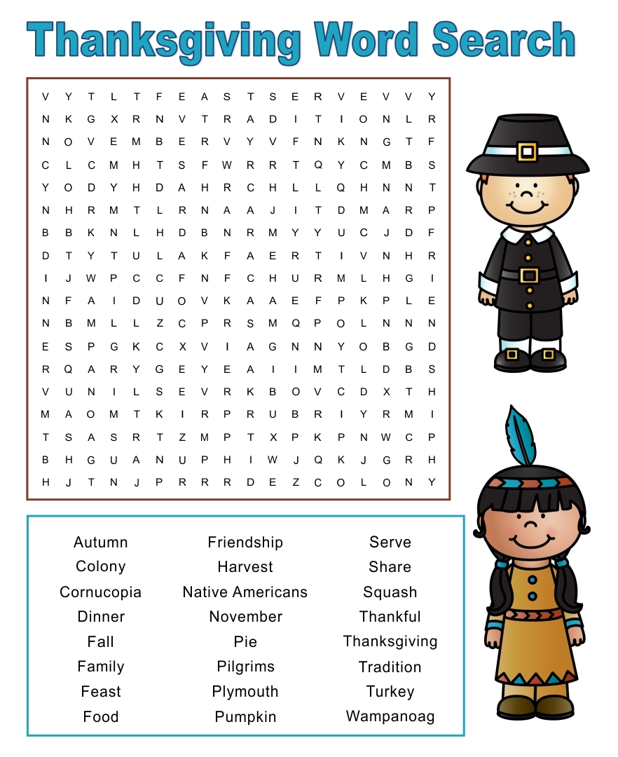 Free Word Search Printable Thanksgiving Word Search Maker