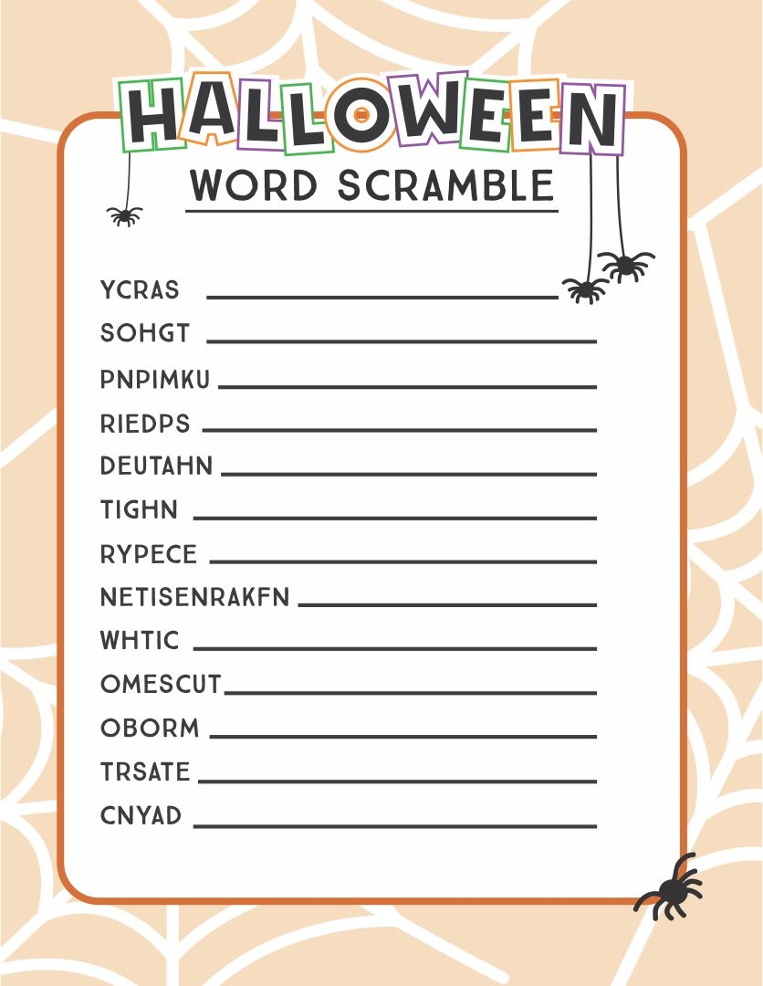 Halloween Scramble Words Printable