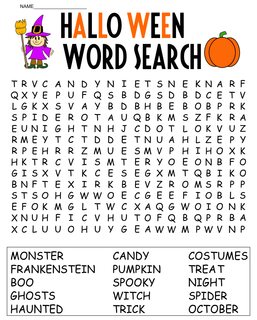 Halloween Word Search 15 Free PDF Printables Printablee