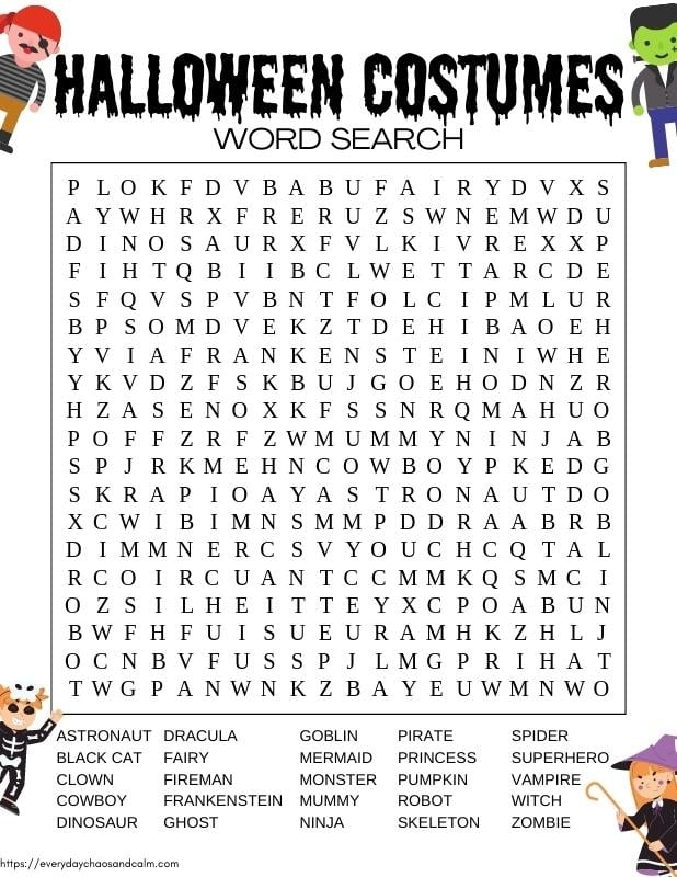 Halloween Word Search Printable Adults Word Search Maker