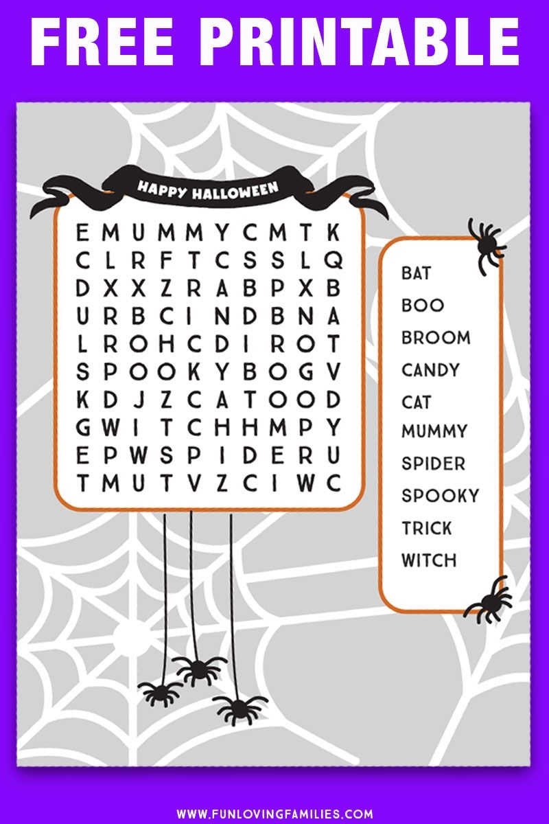 Halloween Word Search Printable PDF Word Search Printable