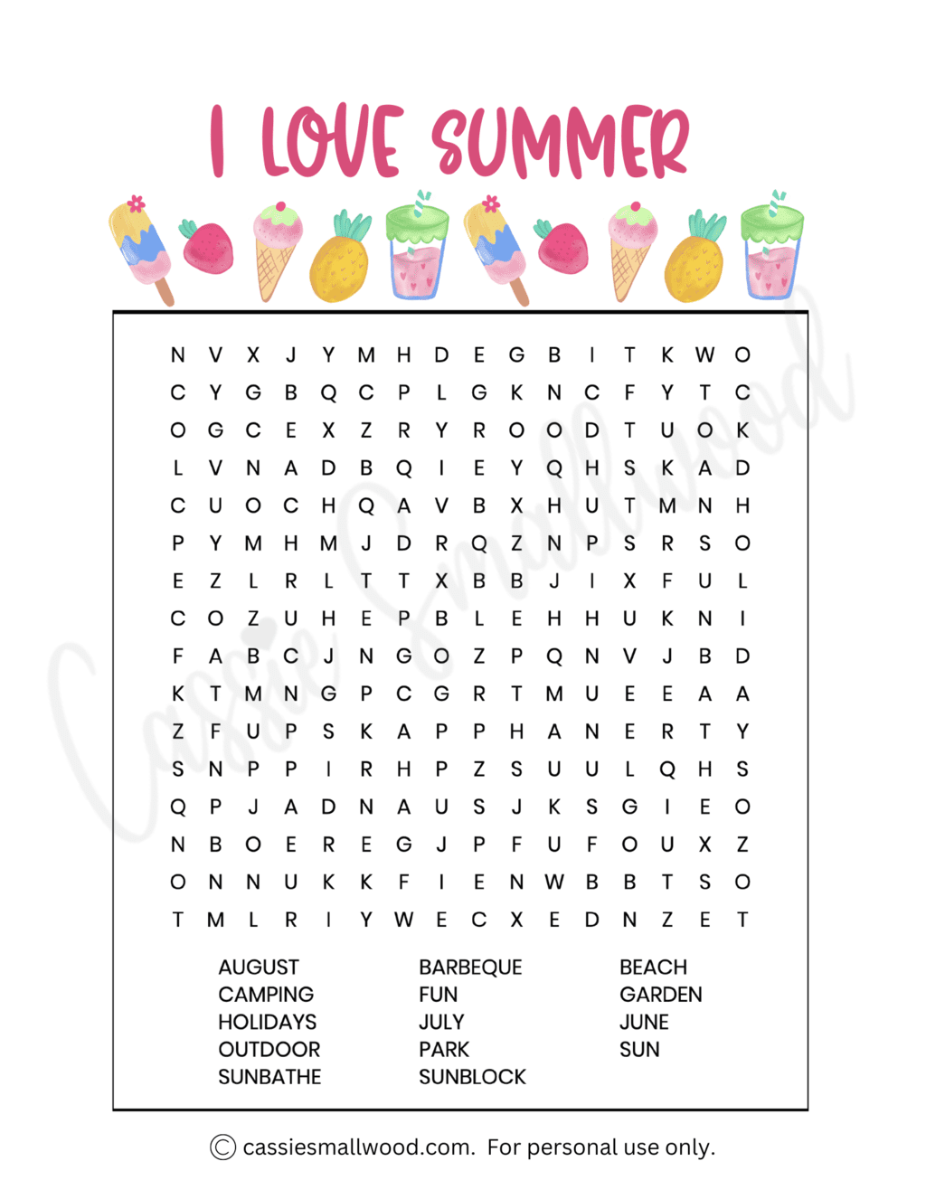 Hard Summer Word Search Free Printable Word Search Maker