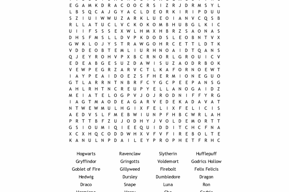 Harry Potter And The Sorcerer 39 s Stone Word Search Wordmint Word