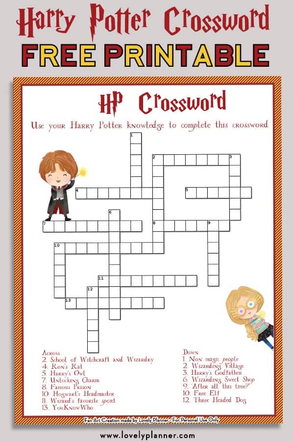 Harry Potter Printable Crossword Printable Word Searches Harry Potter Printable Crossword Printable Word Searches