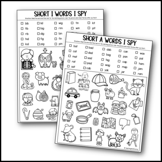 I Spy With CVC Words Printables Club