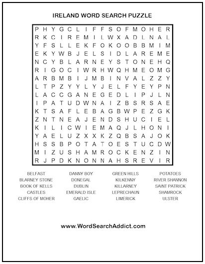 Ireland Printable Word Search Puzzle Word Search Addict Ireland Printable Word Search Puzzle Word Search Addict
