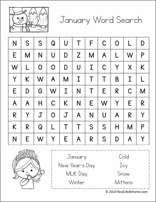 January Word Search Free Printable Word Search Maker